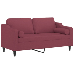 2-osobowa sofa z poduszkami, winna czerwień, 140 cm, tkanina