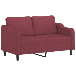 2-osobowa sofa z poduszkami, winna czerwień, 140 cm, tkanina