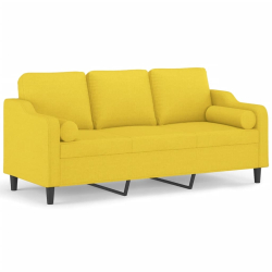 3-osobowa sofa wypoczynkowa z poduszkami, jasnożółta, 180 cm