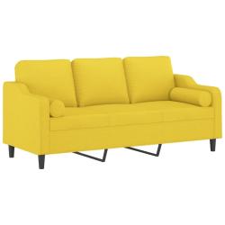 3-osobowa sofa wypoczynkowa z poduszkami, jasnożółta, 180 cm