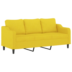3-osobowa sofa wypoczynkowa z poduszkami, jasnożółta, 180 cm