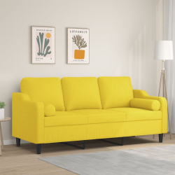 3-osobowa sofa wypoczynkowa z poduszkami, jasnożółta, 180 cm