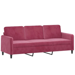 3-osobowa sofa z podnóżkiem winna czerwień 180 cm, aksamit