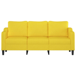 Sofa 3-osobowa, jasnożółta, 180 cm, tapicerowana tkaniną
