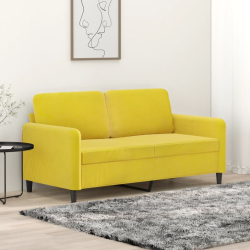 Sofa 2-osobowa, żółta, 140 cm, tapicerowana aksamitem