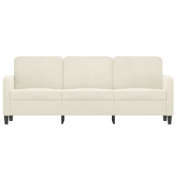 Sofa 3-osobowa, kremowy, 180 cm, tapicerowana aksamitem