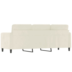 Sofa 3-osobowa, kremowy, 180 cm, tapicerowana aksamitem