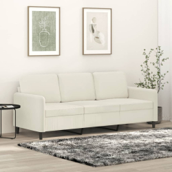 Sofa 3-osobowa, kremowy, 180 cm, tapicerowana aksamitem