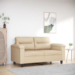 2-osobowa sofa, kremowa, 120 cm, tapicerowana mikrofibrą