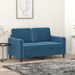 Sofa 2-osobowa, niebieski, 120 cm, tapicerowana aksamitem