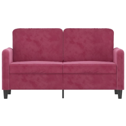 Sofa 2-osobowa, winna czerwień, 120 cm, tapicerowana aksamitem