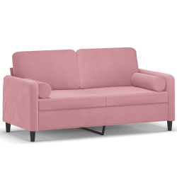 2-osobowa sofa z poduszkami, różowa, 140 cm, aksamit