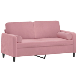 2-osobowa sofa z poduszkami, różowa, 140 cm, aksamit