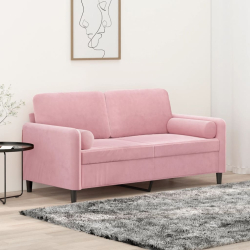 2-osobowa sofa z poduszkami, różowa, 140 cm, aksamit