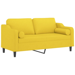 2-osobowa sofa z poduszkami, jasnożółta, 140 cm, tkanina