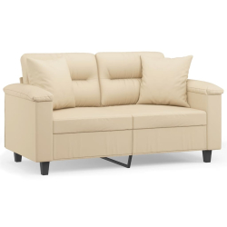 2-osobowa sofa z poduszkami, kremowa, 120 cm, mikrofibra