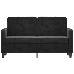 Sofa 2-osobowa, czarna, 120 cm, tapicerowana aksamitem
