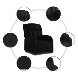 Rozkładany fotel pionizujący, elektryczny, czarny, ekoskóra