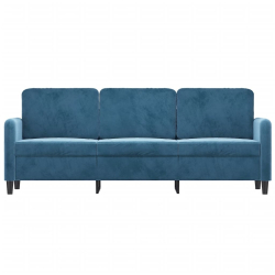 Sofa 3-osobowa, niebieski, 180 cm, tapicerowana aksamitem