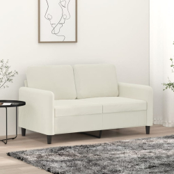 Sofa 2-osobowa, kremowy, 120 cm, tapicerowana aksamitem