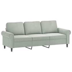 3-osobowa sofa z poduszkami, jasnoszara, 180 cm, aksamit