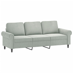 3-osobowa sofa z podnóżkiem, jasnoszara, 180 cm, aksamit