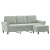 3-osobowa sofa z podnóżkiem, jasnoszara, 180 cm, aksamit