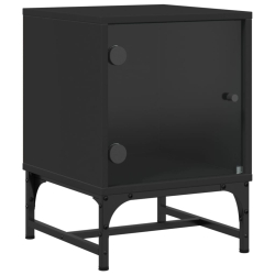 Szafka nocna ze szklanymi drzwiami, czarna, 35x37x50 cm