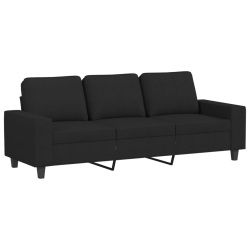 3-osobowa sofa z podnóżkiem, czarna, 180 cm, tkaniną
