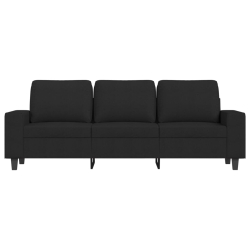 3-osobowa sofa z podnóżkiem, czarna, 180 cm, tkaniną