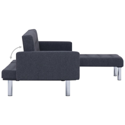 Sofa w kształcie litery L, ciemnoszara, poliester