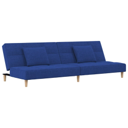 2-osobowa kanapa, 2 poduszki, niebieska, tapicerowana tkaniną
