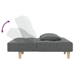 2-osobowa kanapa, 2 poduszki, ciemnoszara, tapicerowana tkaniną