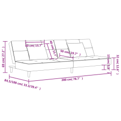 2-osobowa kanapa, 2 poduszki, ciemnoszara, tapicerowana tkaniną