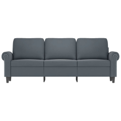 Sofa 3-osobowa, ciemnoszara, 180 cm, obita aksamitem