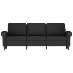 Sofa 3-osobowa, czarny, 180 cm, tapicerowana aksamitem