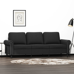 Sofa 3-osobowa, czarny, 180 cm, tapicerowana aksamitem