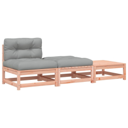 Ogrodowa sofa bez podłokietników, z poduszkami i podnóżkami