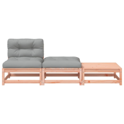 Ogrodowa sofa bez podłokietników, z poduszkami i podnóżkami