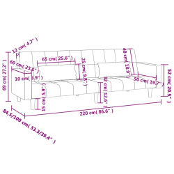 2-osobowa kanapa, 2 poduszki, niebieska, aksamitna