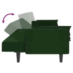 2-osobowa kanapa, 2 poduszki, ciemnozielona, aksamitna