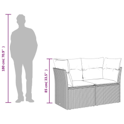 Sofa ogrodowa z poduszkami, 2-osobowa, beżowa, polirattan