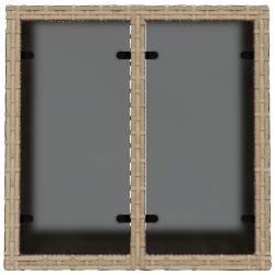 Stół ogrodowy ze szklanym blatem, beżowy 55x55x37 cm, rattan PE