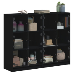 Biblioteczka z drzwiczkami, czarna, 136x37x109 cm