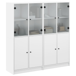 Biblioteczka z drzwiczkami, biała, 136x37x142 cm