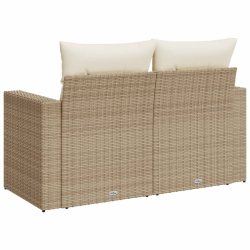 Sofa ogrodowa z poduszkami, 2-osobowa, beż, polirattan