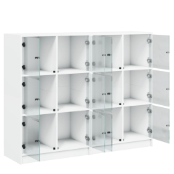 Biblioteczka z drzwiczkami, biała, 136x37x109 cm