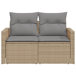 Sofa ogrodowa z poduszkami, 2-osobowa, beż, polirattan