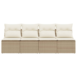Sofa ogrodowa z poduszkami, 4-osobowa, beż, polirattan