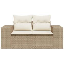 Sofa ogrodowa z poduszkami, 2-osobowa, beż, polirattan
